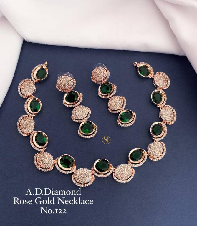 Silver And Rose Gold AD Diamond Necklace 4 Catalog
